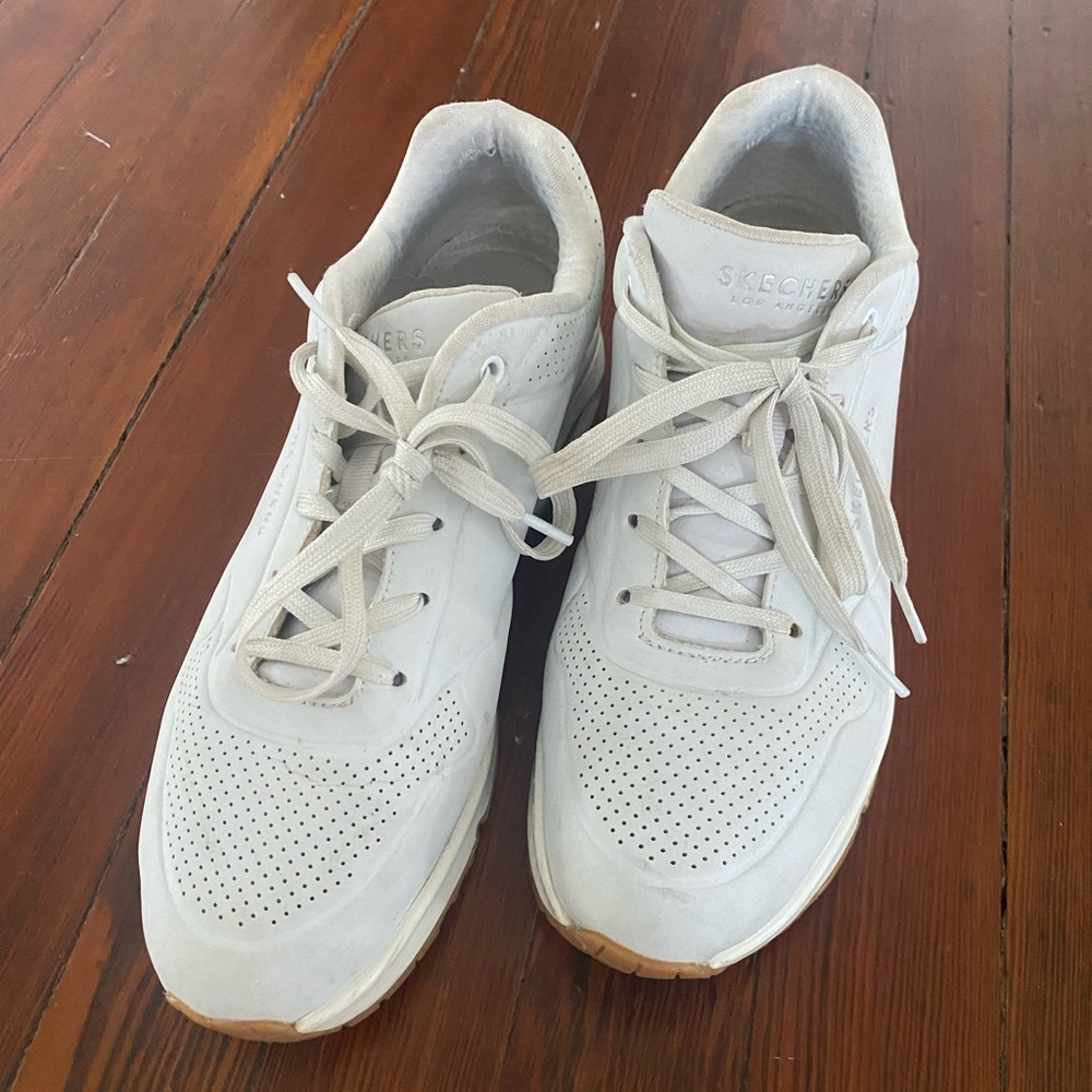 Skechers White Lace-Up Sneakers